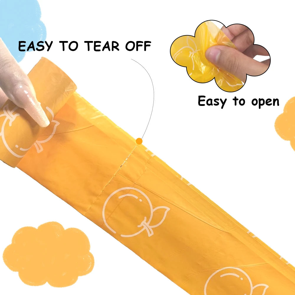 Photodegradable Orange Dog Poop Bags with Orange Fragrance and Thickened Pet Feces Garbage Bag with Dispenser