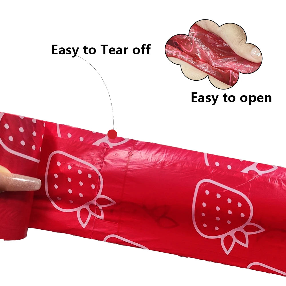 Eco-Friendly Photodegradable Dog Waste Bags with Refreshing Strawberry Scent - Leak Proof & Perfect for Outdoor Use