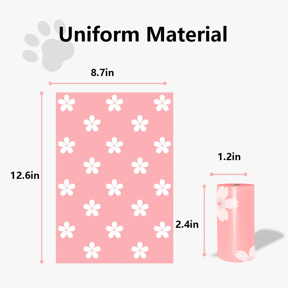 Photodegradable Dog Poop Bag with Floral Fragrance and Leak Proof Pet Feces and Garbage Bag Dispenser Gift