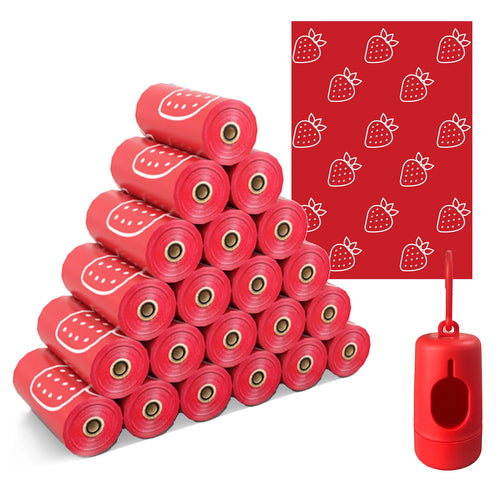 Eco-Friendly Photodegradable Dog Waste Bags with Refreshing Strawberry Scent - Leak Proof & Perfect for Outdoor Use