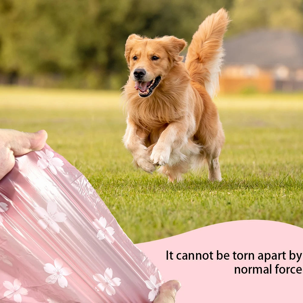 Photodegradable Dog Poop Bag with Floral Fragrance and Leak Proof Pet Feces and Garbage Bag Dispenser Gift