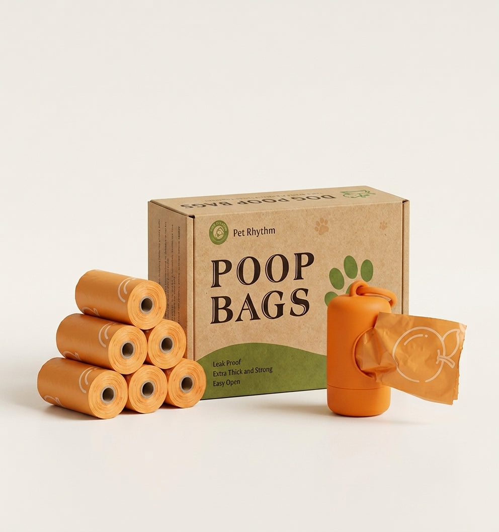 Photodegradable Orange Dog Poop Bags with Orange Fragrance and Thickened Pet Feces Garbage Bag with Dispenser